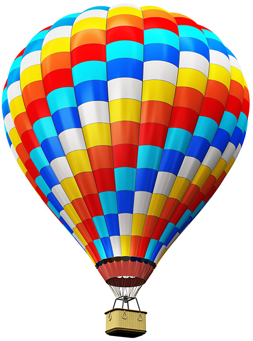 Color hot air balloon isolated on white background