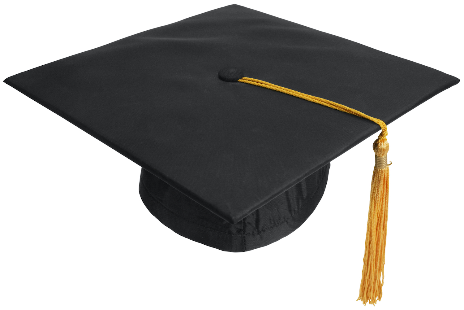 Graduation cap with tassel against white background