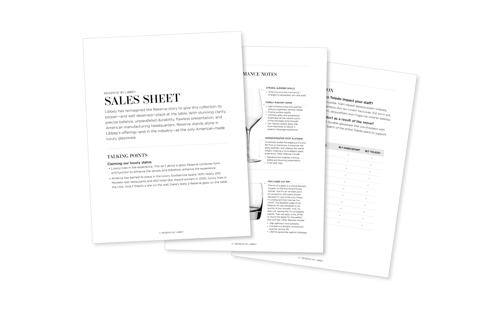 Sales sheet